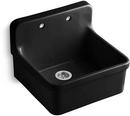 24 x 22 in. 2 Hole Fireclay Single Bowl Drop-in Kitchen Sink in Black Black™