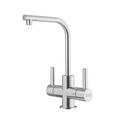 Two Handle Lever Water Filter Faucet in Stainless Steel