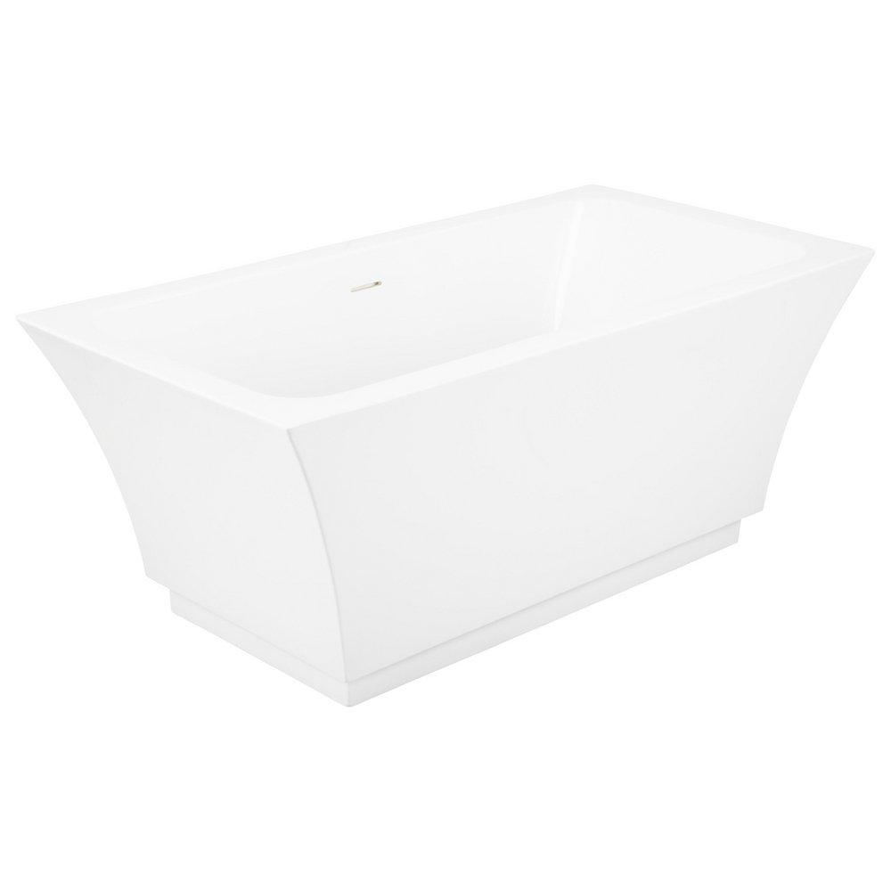 67 in. Freestanding Bathtub with Center Drain in White 