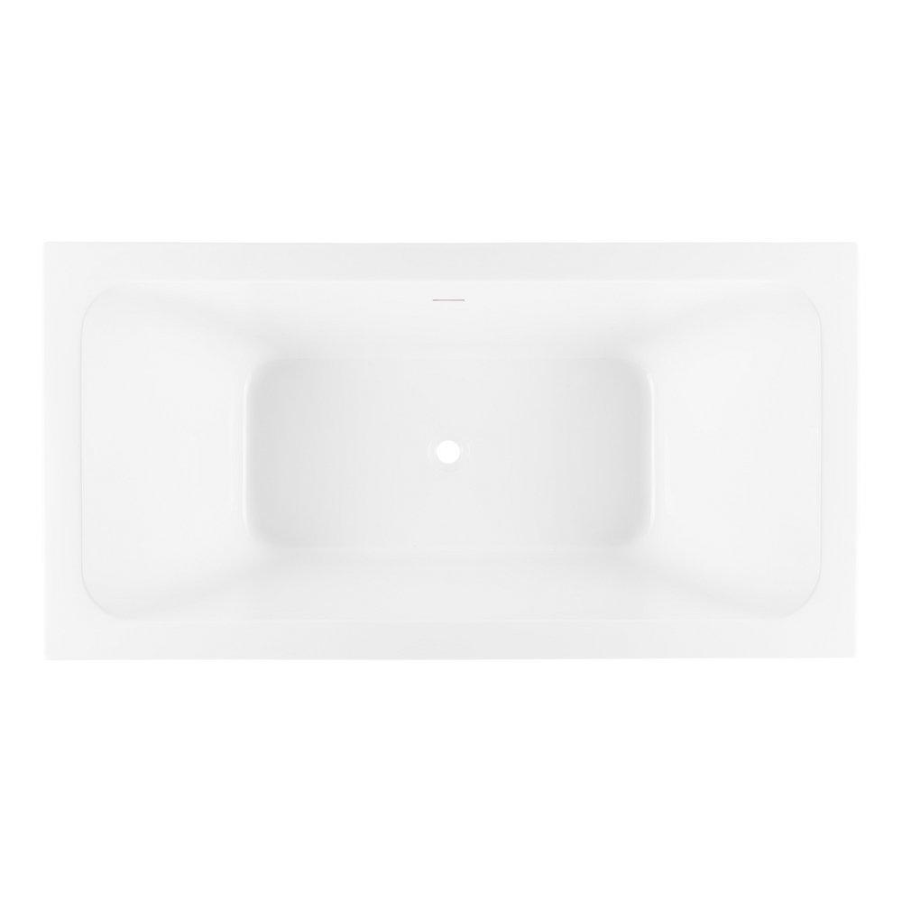 67 in. Freestanding Bathtub with Center Drain in White 