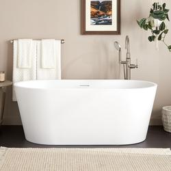 67 x 32 in. Freestanding Bathtub with Center Drain in Matte White
