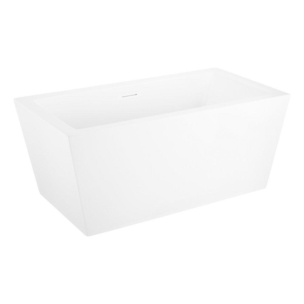59 x 31-1/2 in. Freestanding Bathtub with Center Drain in Matte White and Foam Insulated Trim 