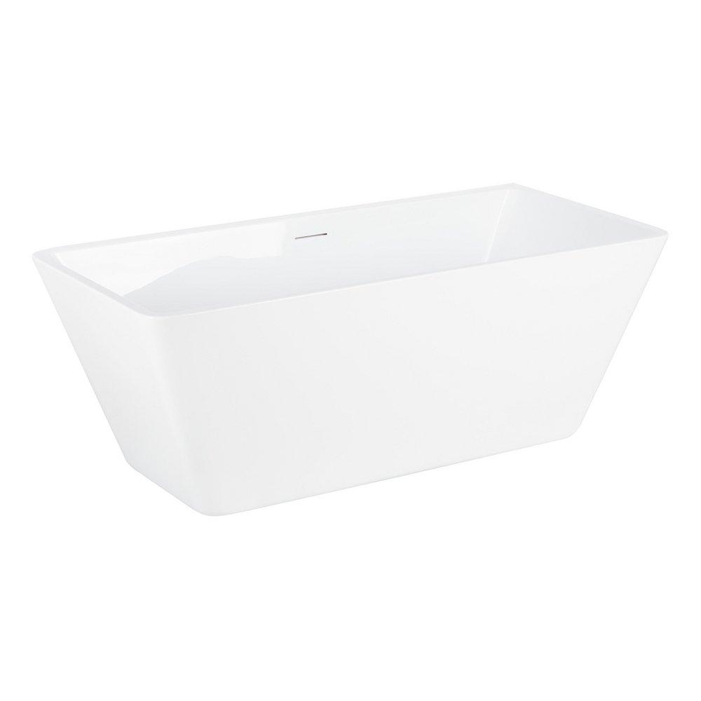59 x 27-1/2 in. Freestanding Bathtub with Center Drain in White and Foam Insulated Trim 