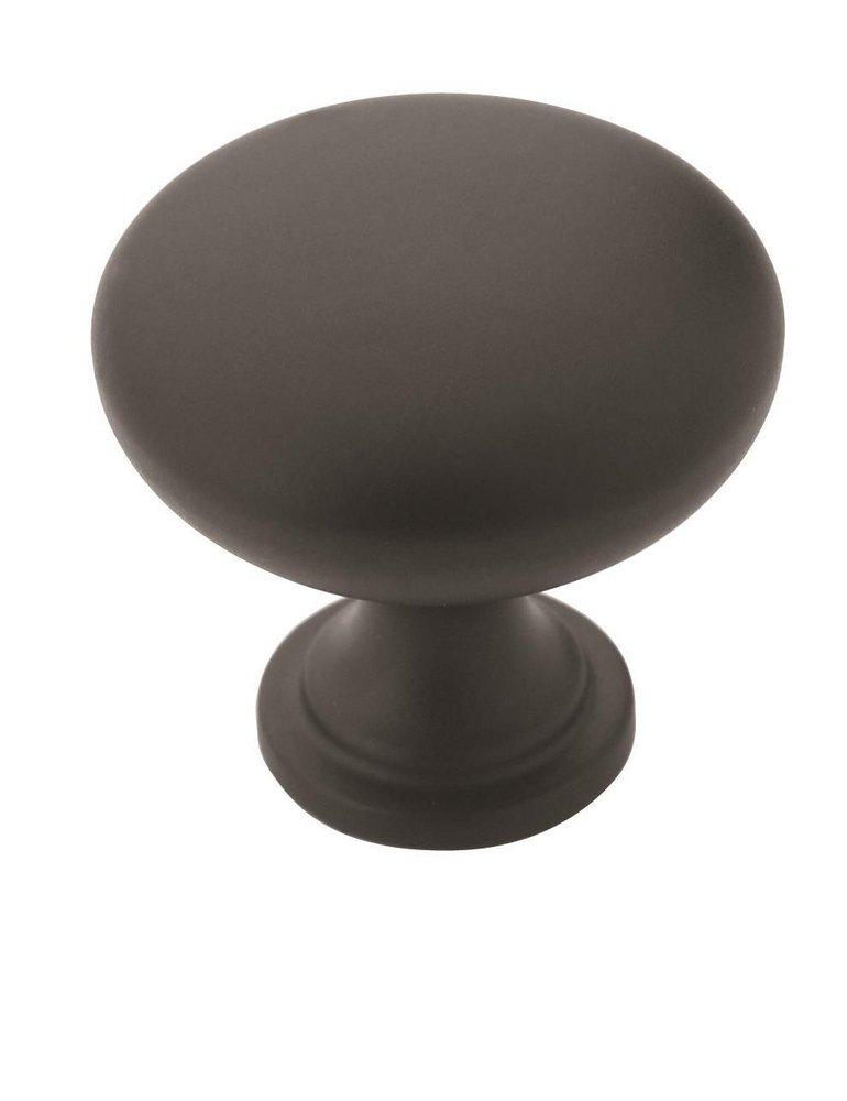 MISENO TRADITIONAL MUSHROOM 1-1/4 INCH 32MM DIAMETER MATTE BLACK CABINET KNOB MABL 