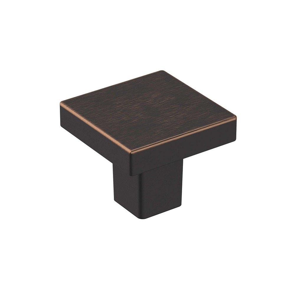 MISENO CONTEMPORARY SQUARE 1-3/16 INCH 30MM LENGTH OIL RUBBED BRONZE CABINET KNOB ORBR 
