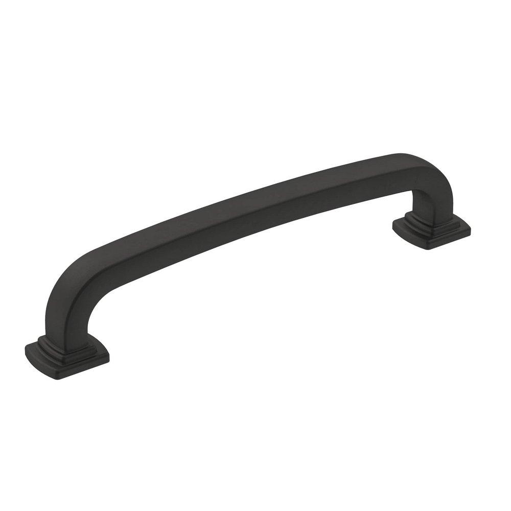 MISENO TRANSITIONAL STEP ARCH 5-1/16 INCH 128MM CENTER-TO-CENTER MATTE BLACK CABINET PULL MABL 