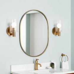 Oval Vanity Mirror in Antique Brass