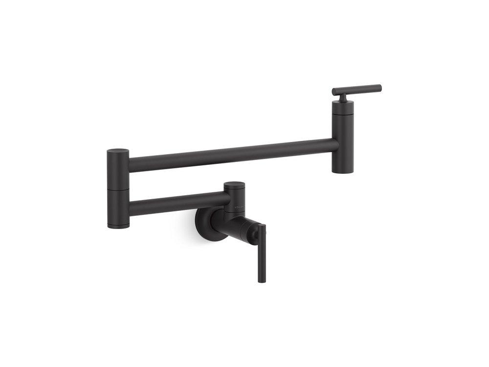KOHLER Matte Black Wall Mount Pot Filler 