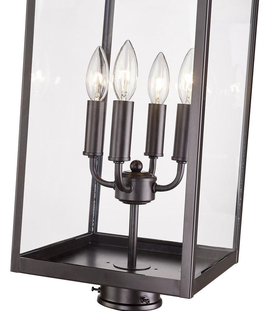 4-Light Outdoor Post Lantern in Powder Coated Bronze 
