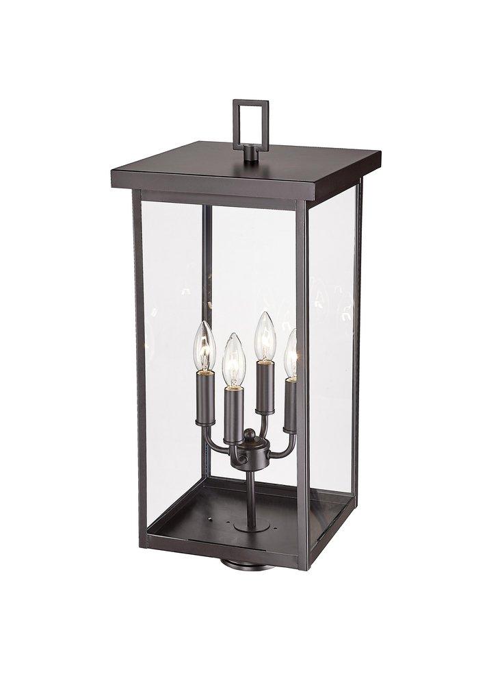 4-Light Outdoor Post Lantern in Powder Coated Bronze 