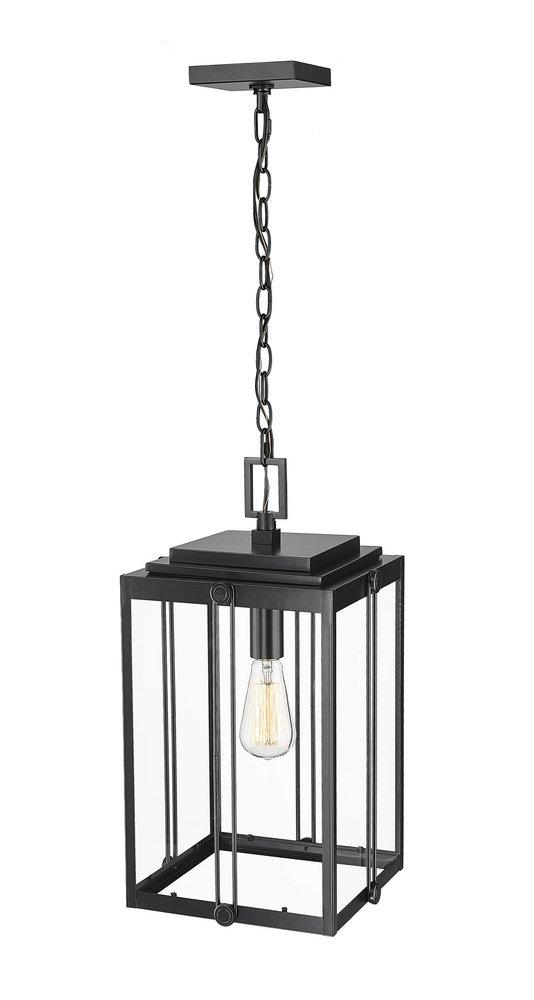 1-Light Outdoor Hanging Lantern Powder Coated Black 