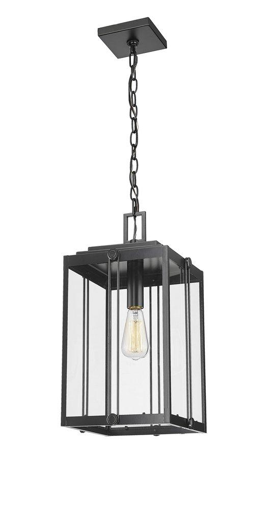 1-Light Outdoor Hanging Lantern Powder Coated Black 