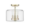 60W 3-Light Semi-Flush Mount Ceiling Fixture in Modern Gold