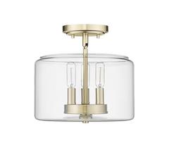 3-Light Semi-Flush Mount Ceiling Light in Modern Gold