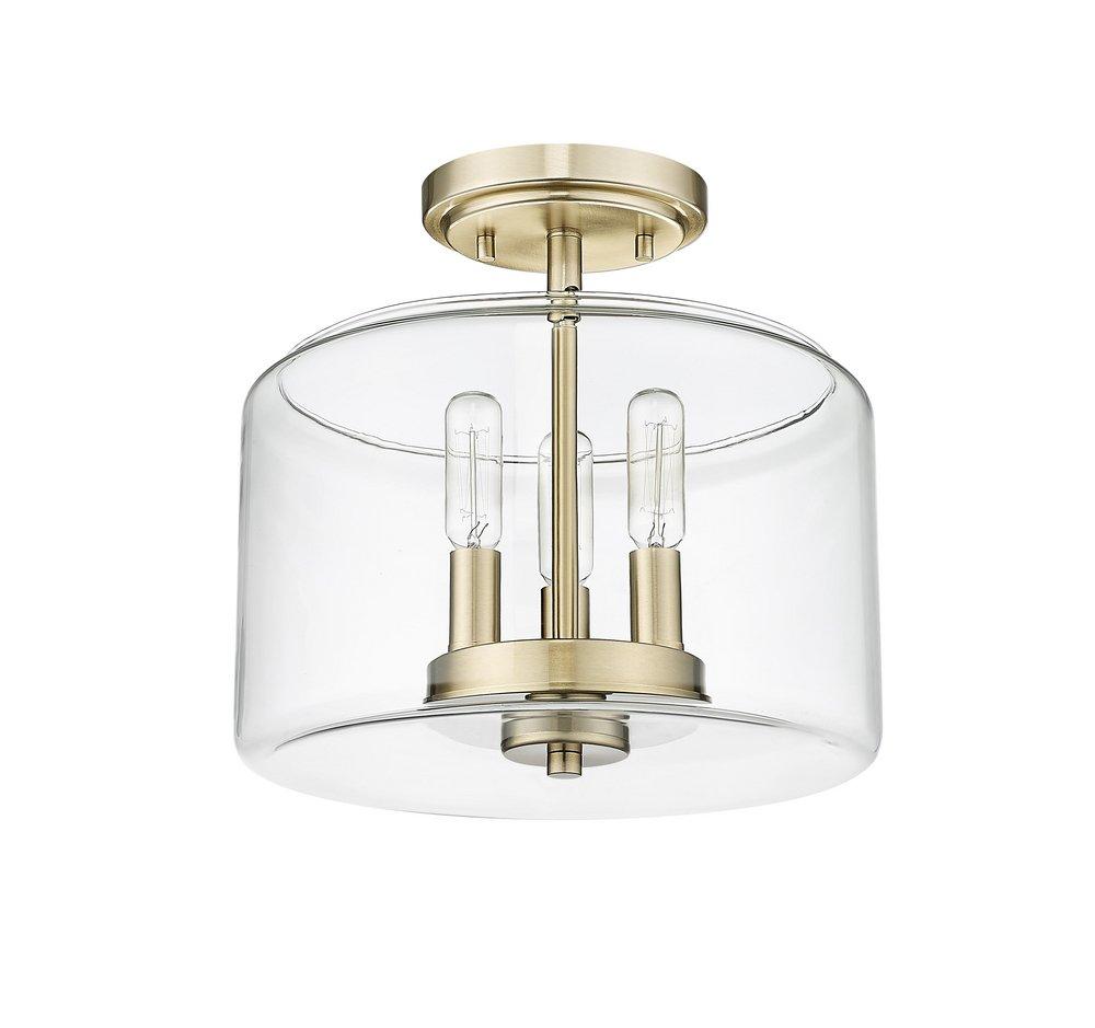 Millennium Lighting Modern Gold 3-Light Semi-Flush Mount Ceiling Light 
