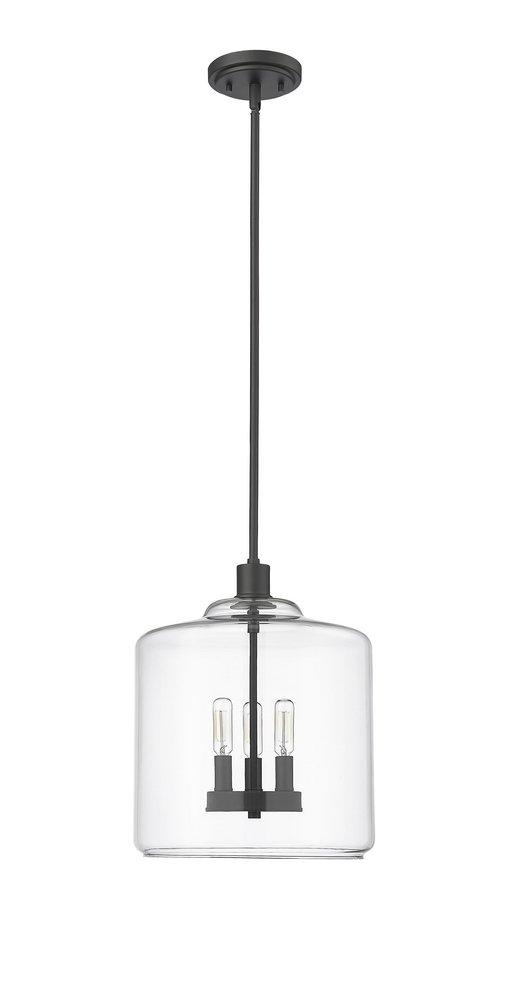 180W 3Lights E12 Candelabra Pendant in Matte Black / Clear Glass 