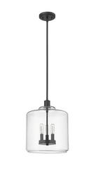 180W 3Lights E12 Candelabra Pendant in Matte Black / Clear Glass 
