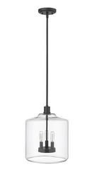 180W 3Lights E12 Candelabra Pendant in Matte Black / Clear Glass 