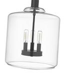 180W 3Lights E12 Candelabra Pendant in Matte Black / Clear Glass 