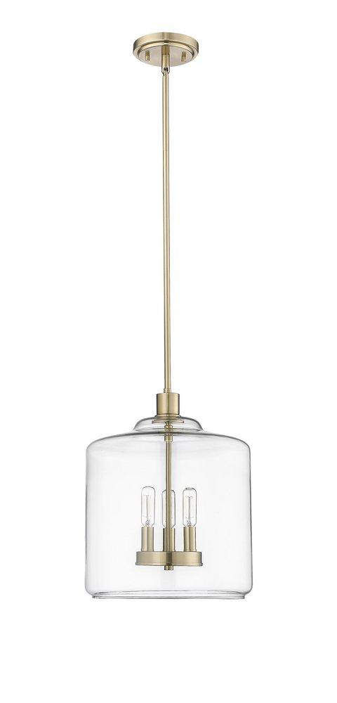 180W 3Lights E12 Candelabra Pendant in Modern Gold / Clear Glass 