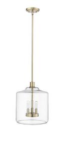 180W 3Lights E12 Candelabra Pendant in Modern Gold / Clear Glass 
