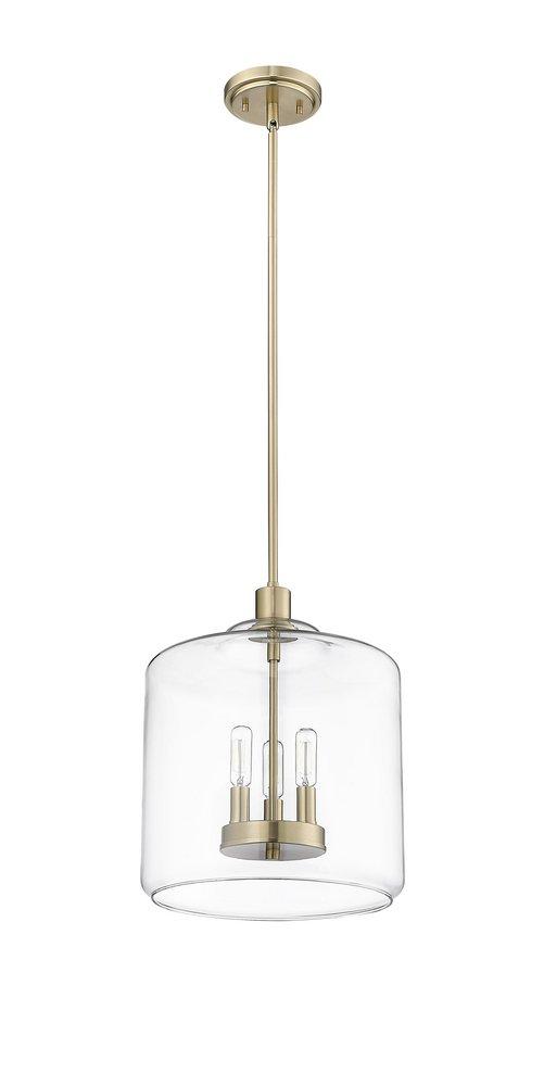 180W 3Lights E12 Candelabra Pendant in Modern Gold / Clear Glass 