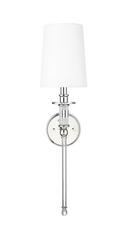 20 in. Tall Wall Sconce with Tapered Fabric Shade in Polished Nickel