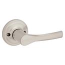 Passage Lever with Round Rosette in Satin Nickel 