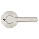 Passage Lever with Round Rosette in Satin Nickel 