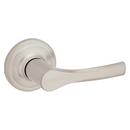 Passage Lever with Round Rosette in Satin Nickel 