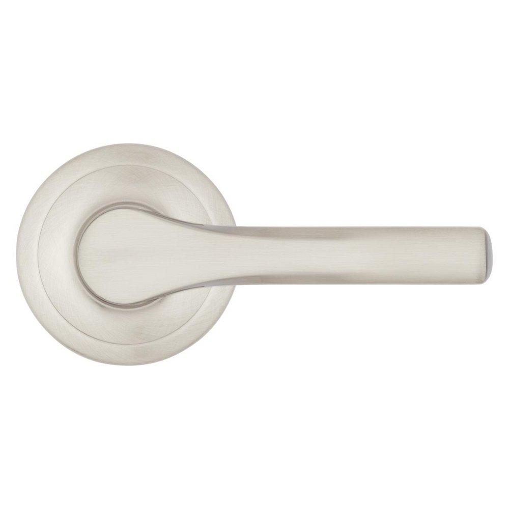 Passage Lever with Round Rosette in Satin Nickel 