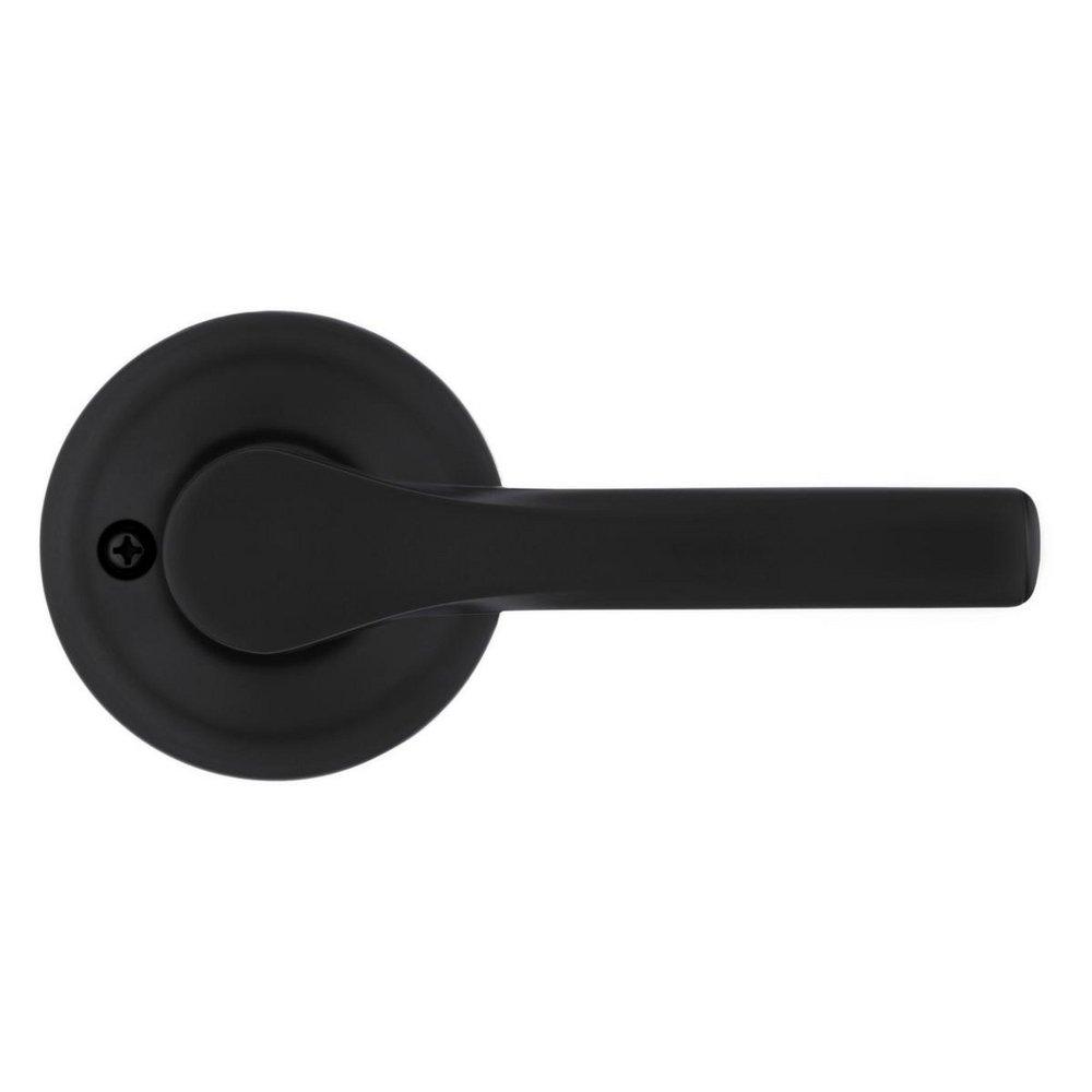Passage Lever with Round Rosette in Matte Black 