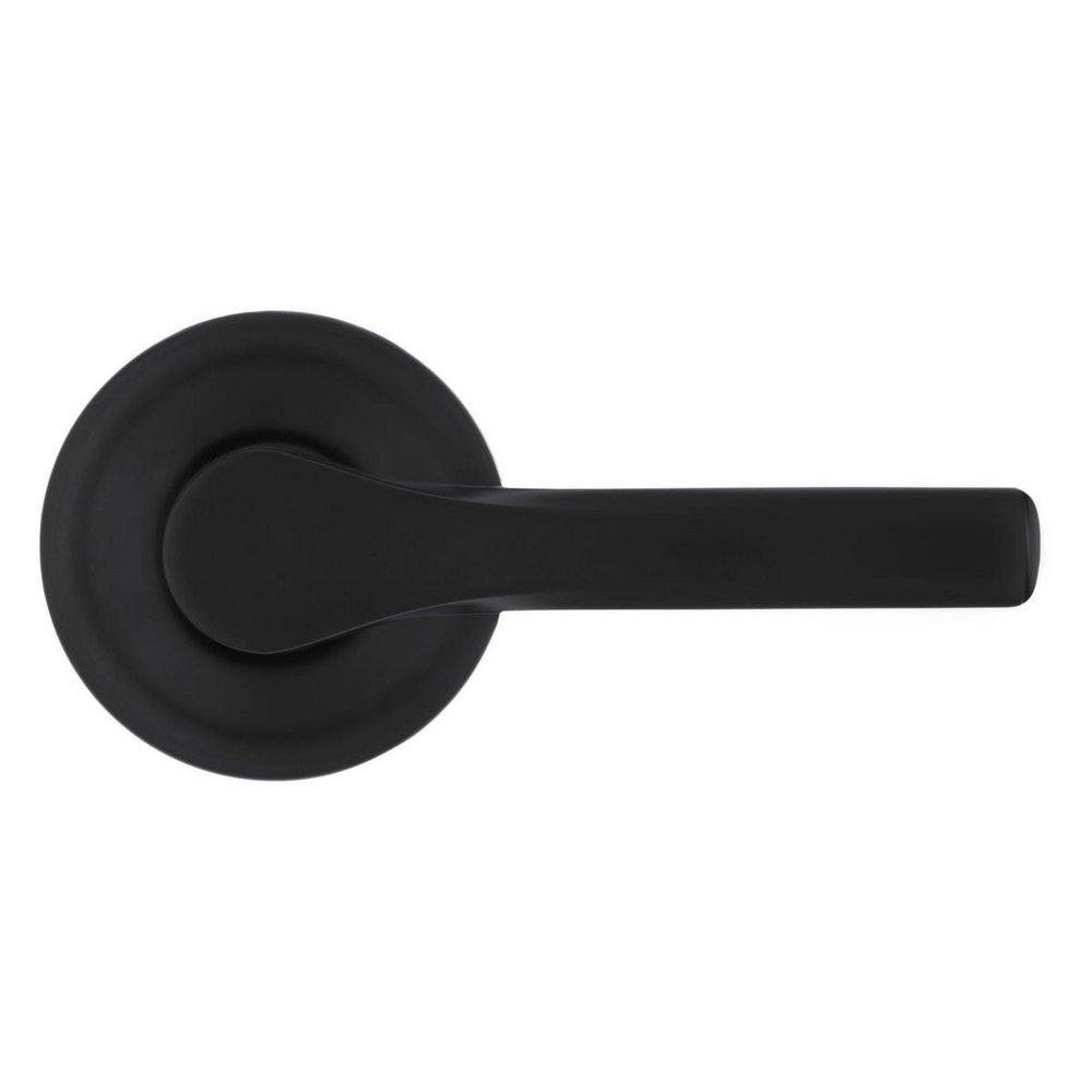 Passage Lever with Round Rosette in Matte Black 