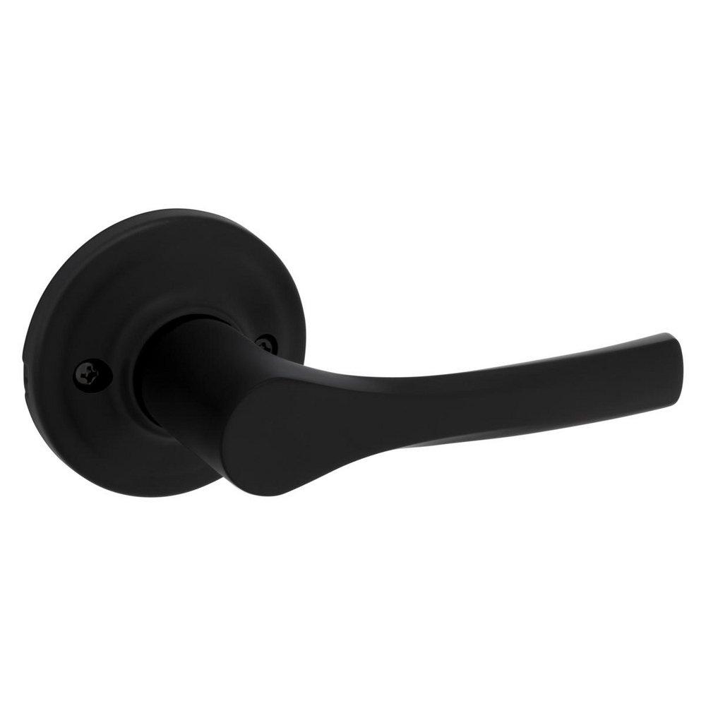 Passage Lever with Round Rosette in Matte Black 