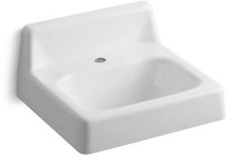 19 in. Wall Mount Rectangular Cast Iron Bathroom Sink in White