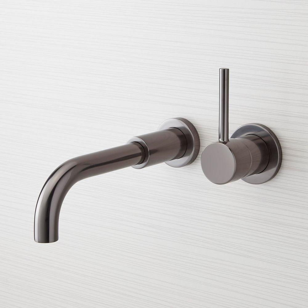 Signature Hardware Gunmetal Single Handle Wall Mount Bathroom Sink Faucet 