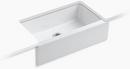 KOHLER White 33 x 22-1/8 in. 4 Hole Cast Iron Single Bowl Farmhouse Kitchen Sink 