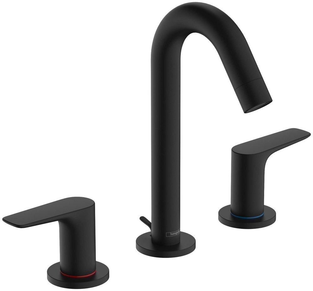 LOGIS WIDESPREAD FAUCET 150 WITH POP-UP DRAIN 1.2 GPM IN MATTE BLACK 