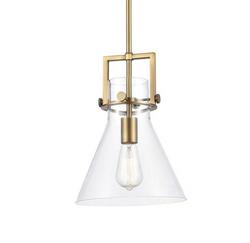 100W 1-Light 10in. Wide Suspension Mini Pendant in Brushed Brass