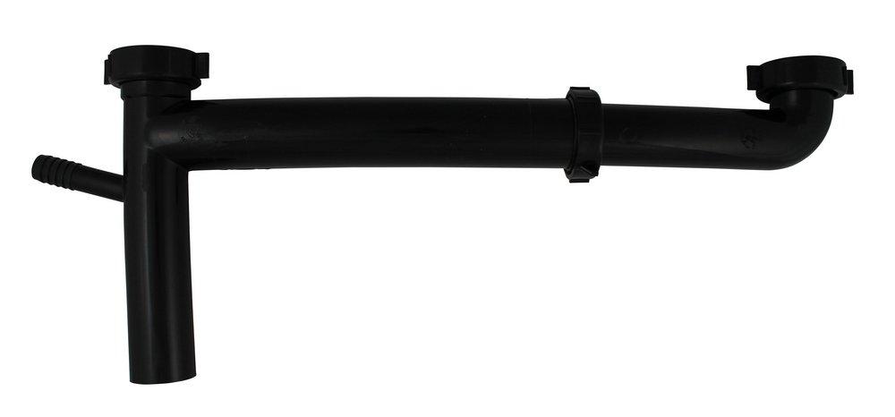 Keeney Black End Outlet Continuous Waste Direct Connect with Adjustable 1/2 in. Branch in Black 