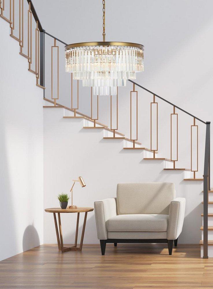 32 ROUND CRYSTAL CHANDELIER SATIN GOLD 