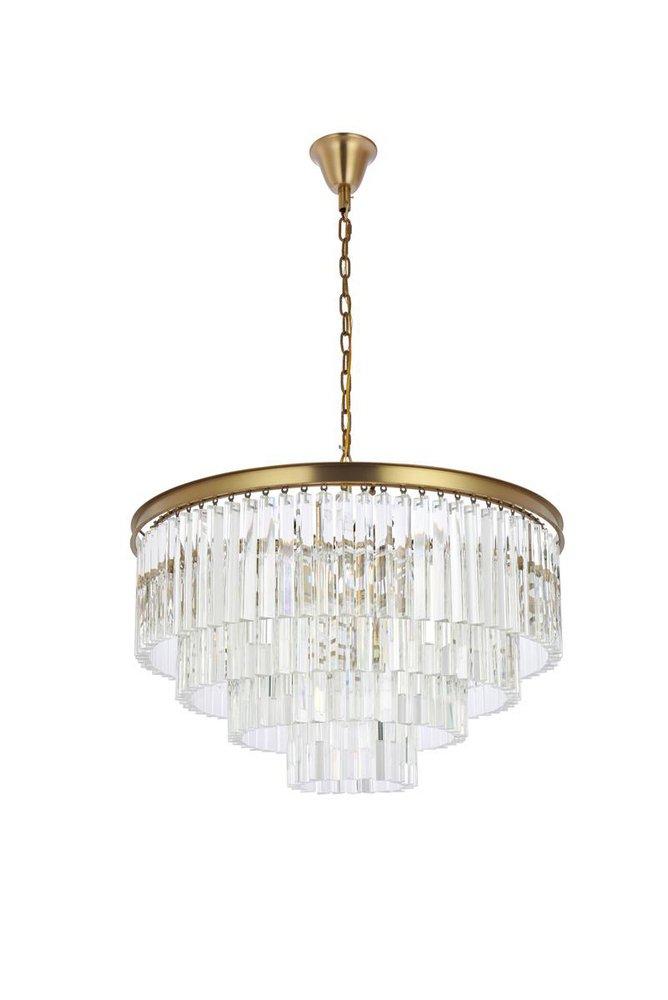 32 ROUND CRYSTAL CHANDELIER SATIN GOLD 