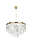 32 ROUND CRYSTAL CHANDELIER SATIN GOLD 