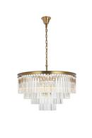 32 ROUND CRYSTAL CHANDELIER SATIN GOLD 