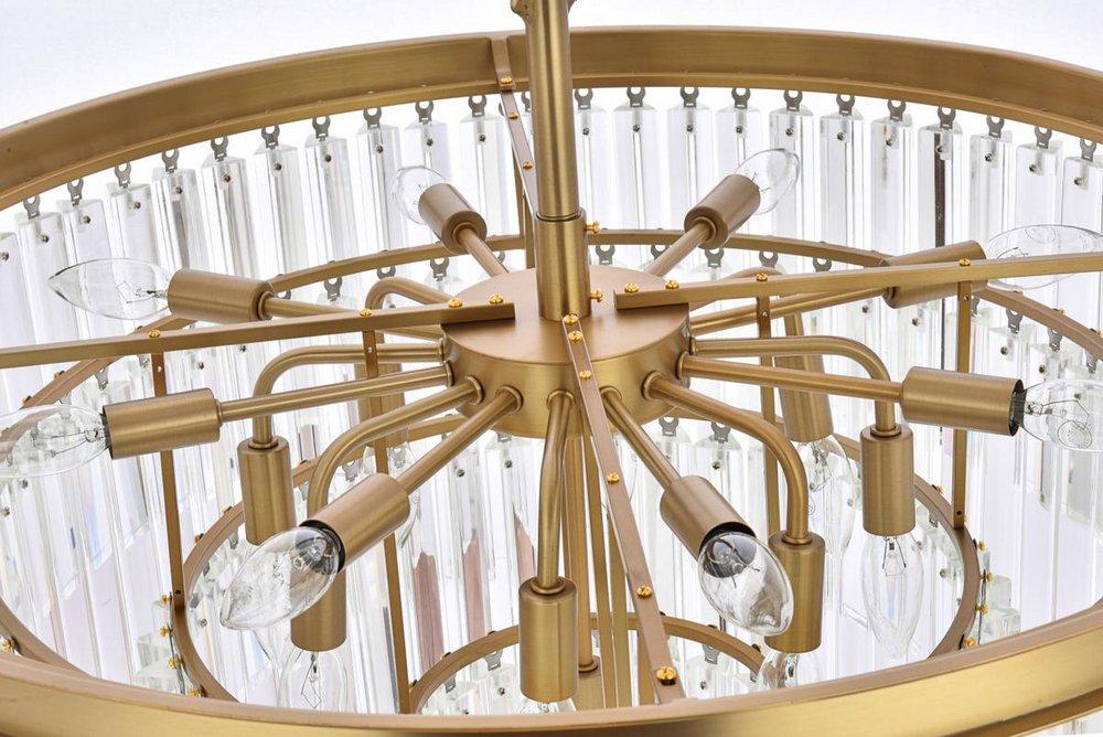 32 ROUND CRYSTAL CHANDELIER SATIN GOLD 