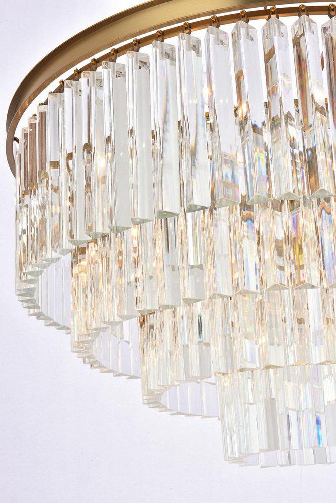 32 ROUND CRYSTAL CHANDELIER SATIN GOLD 