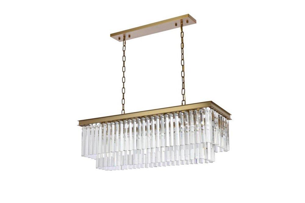 40 RECTANGLE CRYSTAL CHANDELIER SATIN GOLD 