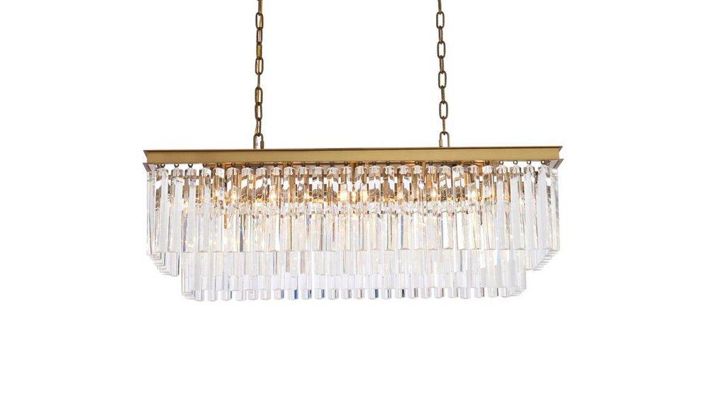 40 RECTANGLE CRYSTAL CHANDELIER SATIN GOLD 