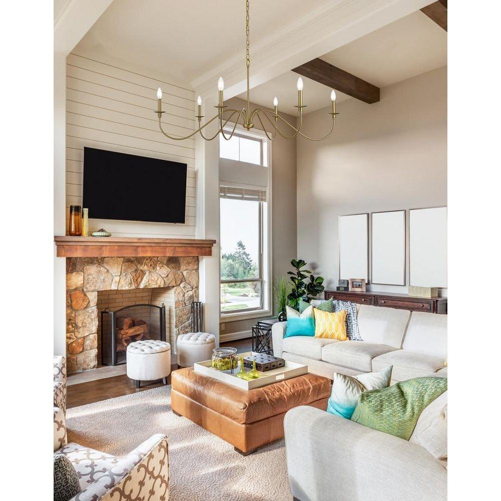 40W 6?Light Classic Chandelier in Satin Gold 