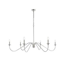 60W 60in. 6-Light Chandelier in Polished Nickel